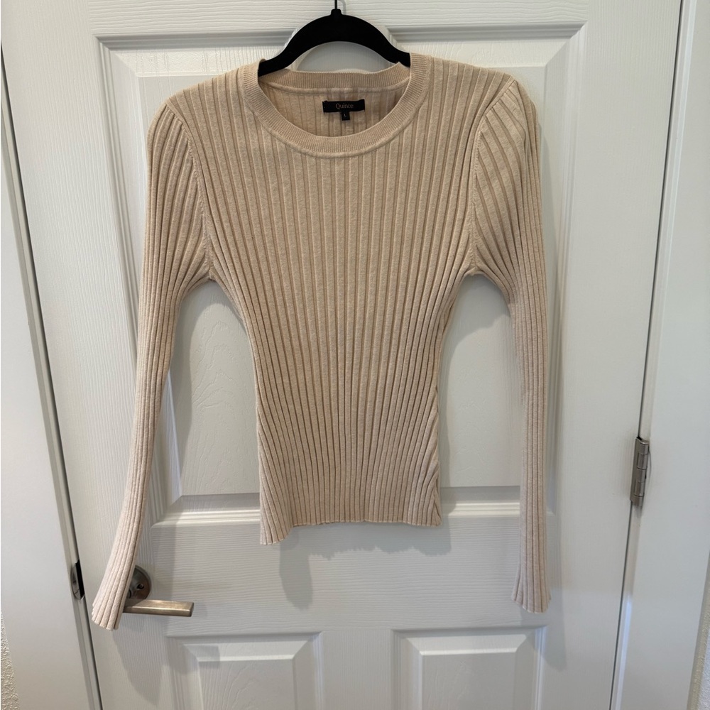 Quince Ribbed Cream Sweater
